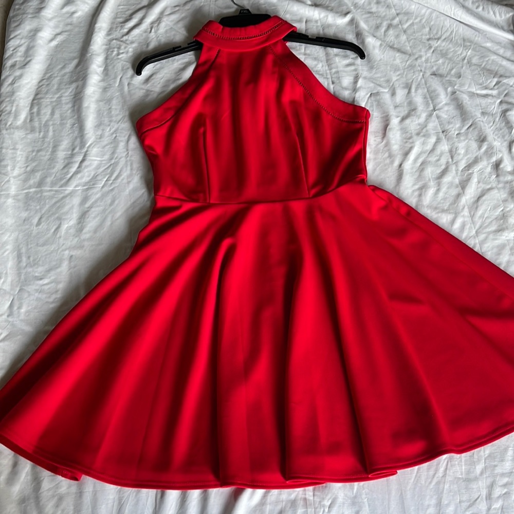 Red halter top dress